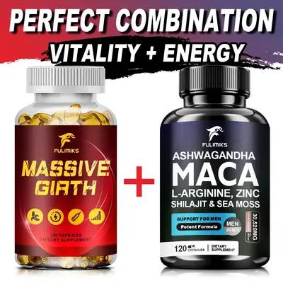 Maca Root Capsules + Massive Girth Men's Capsules, Enhances Performance & Energy, Provide a Happy Life for Men and Women
