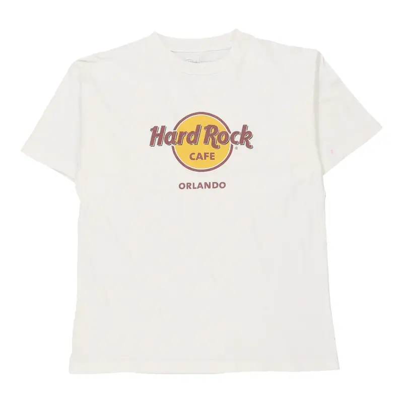 Age 12, Hard Rock Cafe Graphic T-Shirt - Large White Cotton