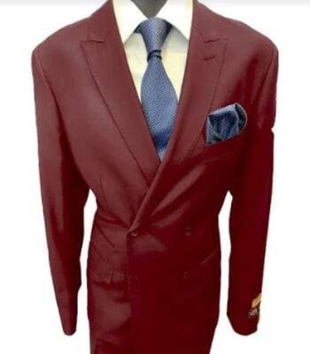 Four Button Double breasted Suit - Maroon Slim Fi Suits Double Breasted Suit
