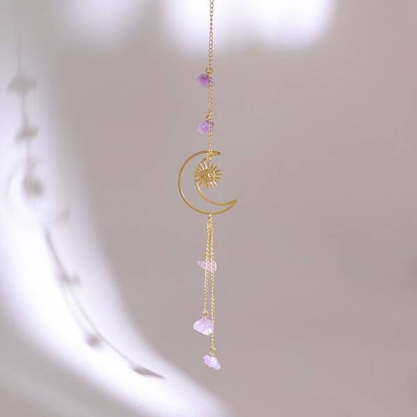 Natural Amethyst Chips Suncatcher for Windows Rainbow Maker