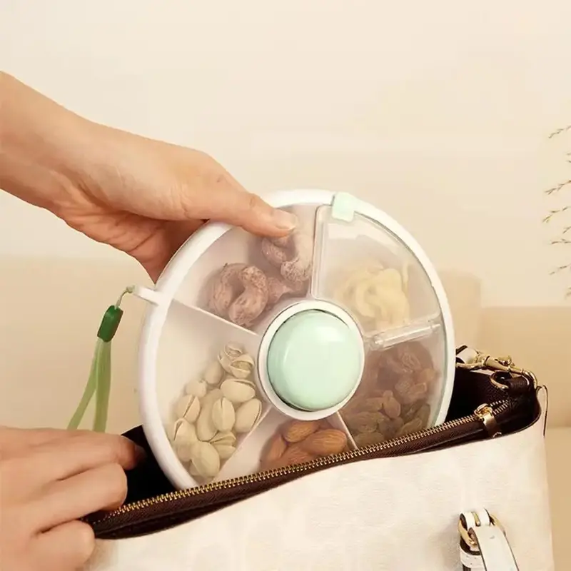 Rotating Fruit & Nut Storage Box, Portable Snack Storage Container with Lid, Food Storage Box for Home Kitchen Travel, Kitch...