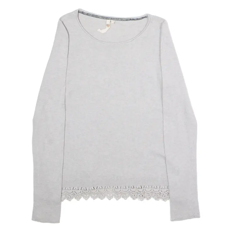 WHITE STUFF Womens Patterned Jumper Grey Tight Knit Wool UK 8