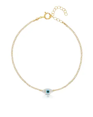 Mini Evil Eye Bracelet | Metal Color: Gold | Length: Adjustable 6 - 7 inches