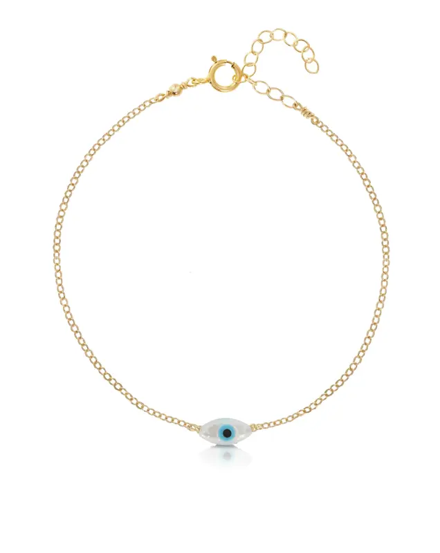 Mini Evil Eye Bracelet | Metal Color: Gold | Length: Adjustable 6 - 7 inches