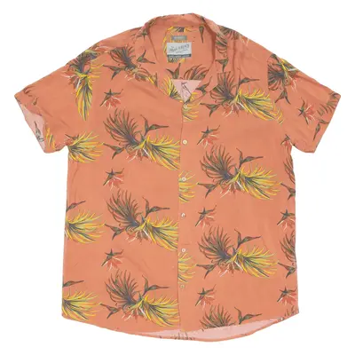 THE URBAN SURFACE Mens Hawaiian Shirt Orange Viscose Floral XL