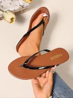 Women's Fashionable Solid Color Flat Trending Sandals, Casual Comfortable Flip Flops for Summer, Lightweight Breathable Shoes...