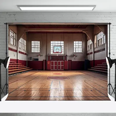 Dark School Basketball Court Cake Smash Backdrop