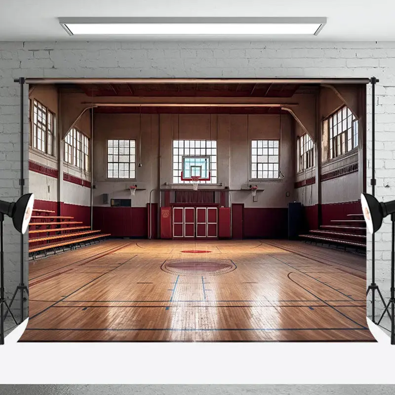 Dark School Basketball Court Cake Smash Backdrop