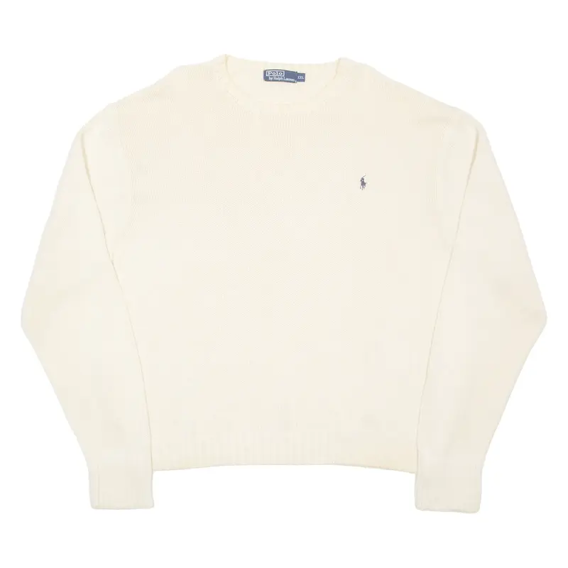 POLO RALPH LAUREN Mens Jumper Cream Tight Knit 2XL