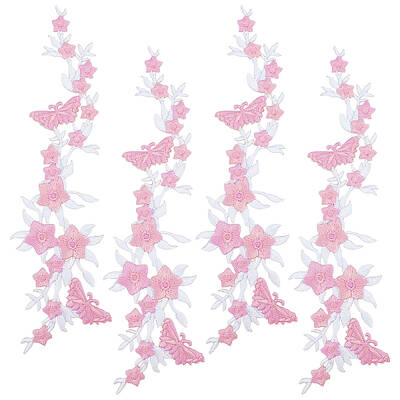GORGECRAFT 4PCS Embroidered Butterfly Patches and Flowers Floral Iron on Patches Sew on Patches for Clothes Neckline Embellis...