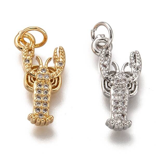 Brass Micro Pave Clear Cubic Zirconia Pendants