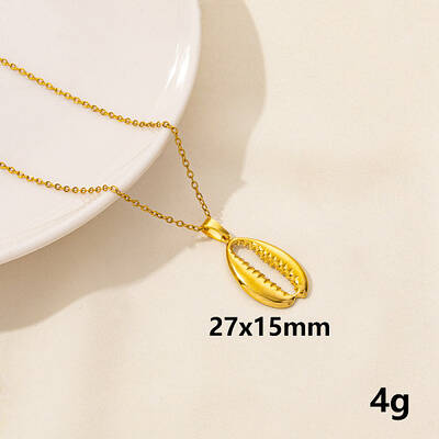 Stainless Steel Cowrie Shell Pendant Necklaces