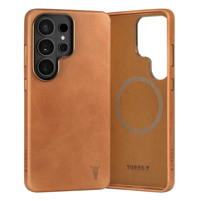 Samsung Galaxy S26 Ultra Leather Bumper Case - Tan
