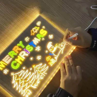 FCESUY Painter's First Tool rewritable message board. Message board night scene, transparent drawing board with light, suitab...