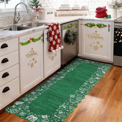 Garvee Christmas Area Rug Washable Scalloped Bedroom Carpet with Non-Slip Backing, Non-Shedding Low Pile Indoor Floor Carpet,...