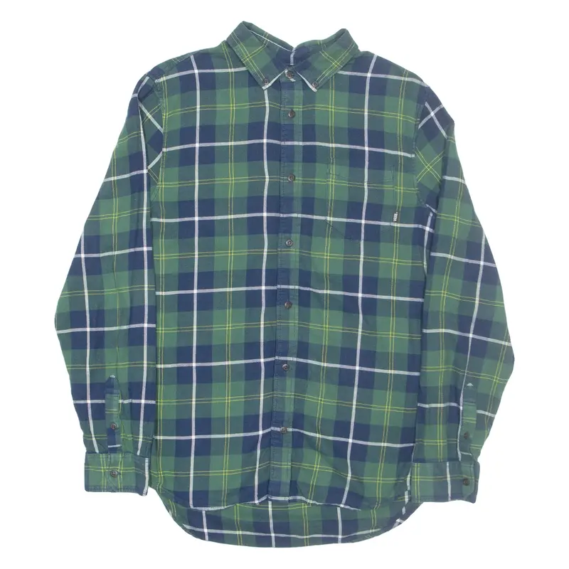 VANS Mens Shirt Green Check Long Sleeve S