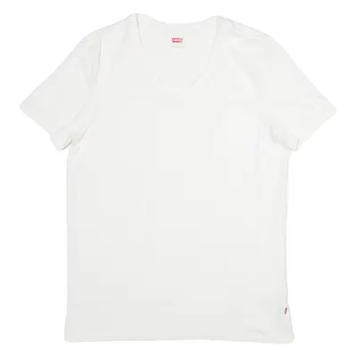 LEVI'S Womens T-Shirt White V-Neck L