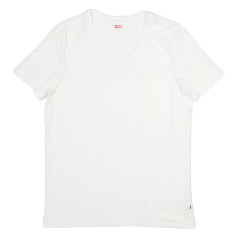 LEVI'S Womens T-Shirt White V-Neck L