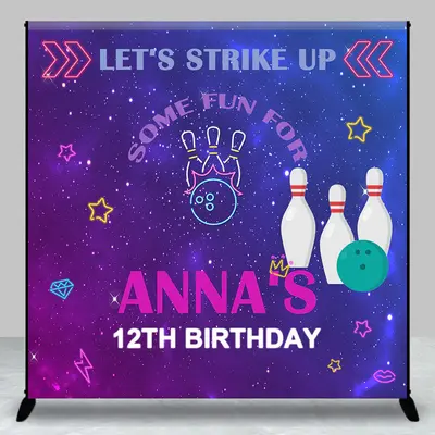 Aperturee Bowling Game Night Custom 12Th Birthday Backdrop | Diy Birthday Backdrop | Happy Birthday Backdrop | Custom Backdro...
