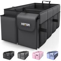 HOTOR Trunk Organizer for Car - Foldable Car Organizer for SUVs & Sedans, Black, 2 Compartments, 21.3\
