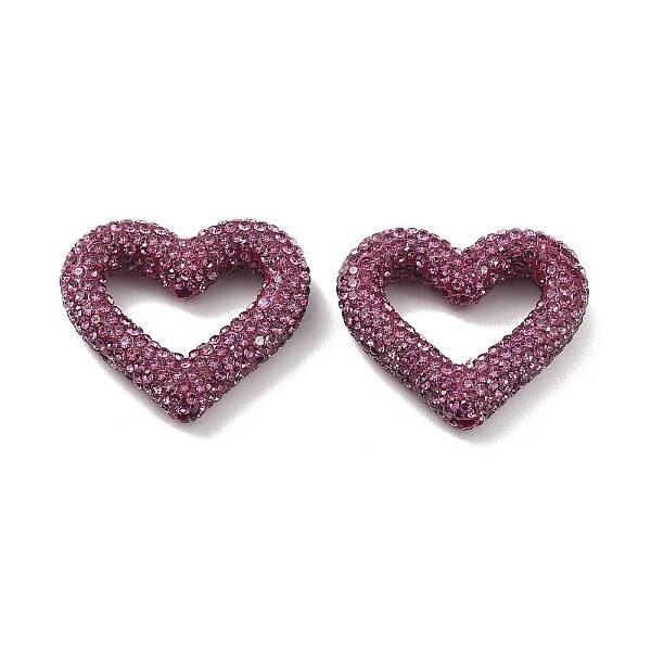 Heart Shape Polymer Clay Rhinestone Beads