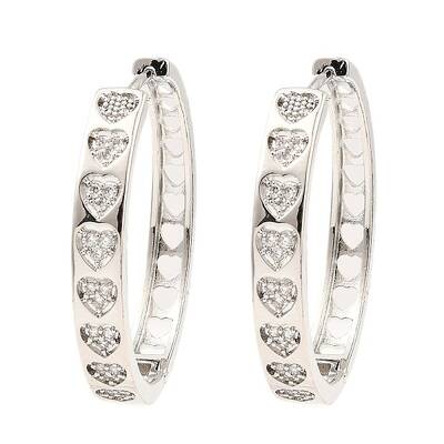 Brass Micro Pave Cubic Zirconia Hoop Earrings