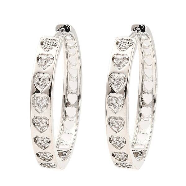 Brass Micro Pave Cubic Zirconia Hoop Earrings