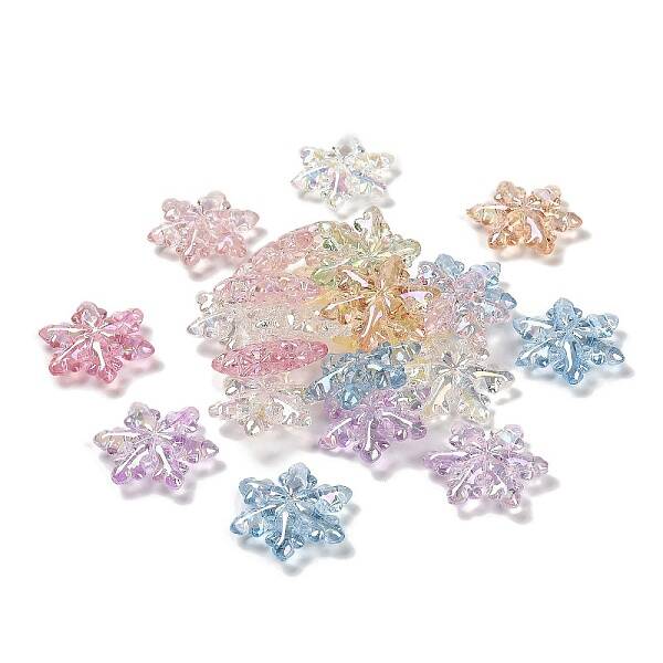 Christmas Theme UV Plating Transparent Rainbow Iridescent Acrylic Beads