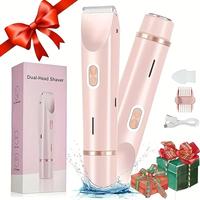 Electric Bikini Trimmer for Women, Rechargeable 2 in 1 Body & Facial Hair Removal, Waterproof，Wet & Dry Use Trimmer for Wom...