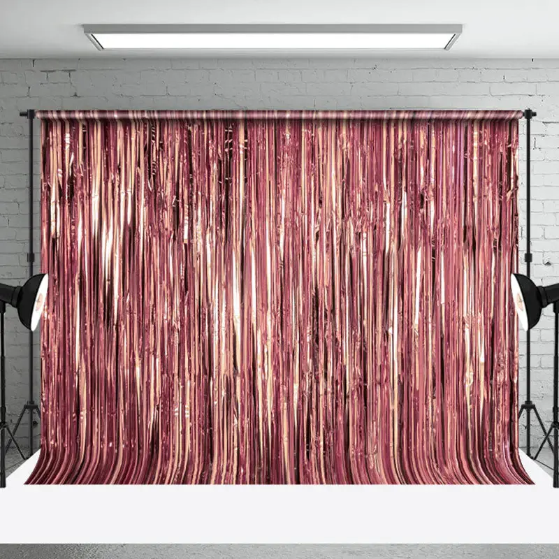 Shimmering Pink Foil Fringe Party Event Backdrop - Aperturee