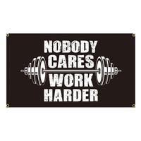 Nobody Cares Work Harder Letter Pattern Hanging Backdrop, Body Building Sports Gym Flag Banner Decoration, Hanging Background...