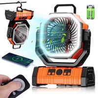 Portable Camping Fan, 20000mAh Cordless Battery Powered Fan with LED Lantern, 3 in 1 Portable Fan with 4 Speeds, Operated, Ou...