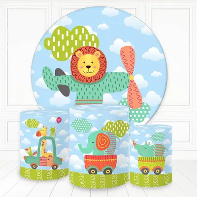 Aperturee Safari With Different Transport Round Backdrop Kit | Round Backdrop Fabric Cover | Round Backdrop Cover Diy | Baby ...