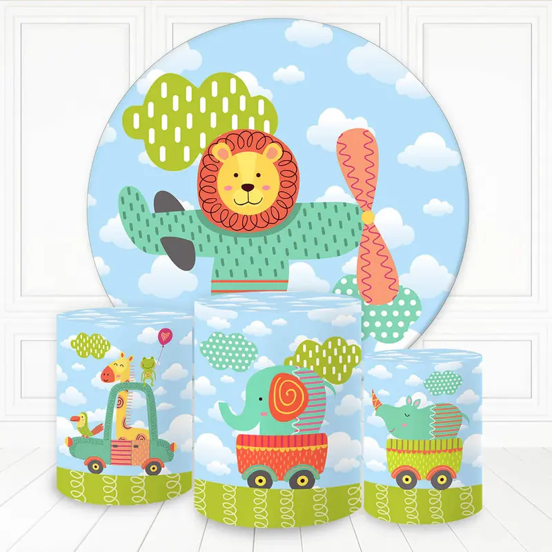 Aperturee Safari With Different Transport Round Backdrop Kit | Round Backdrop Fabric Cover | Round Backdrop Cover Diy | Baby ...