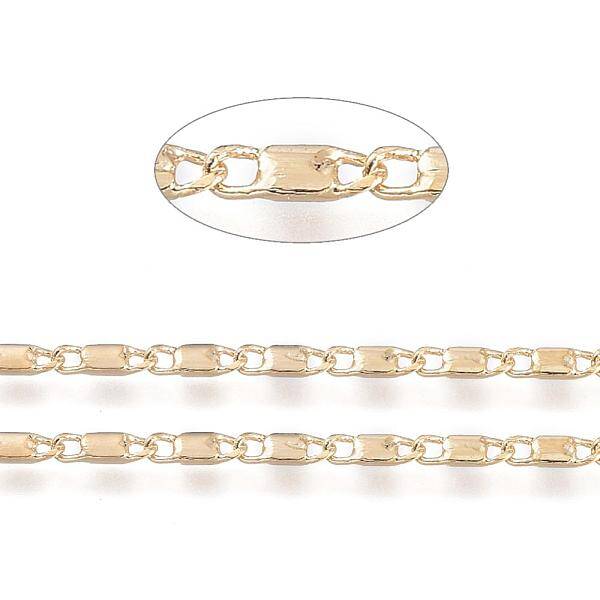 Real 18K Gold Plated Brass Bar Link Chains