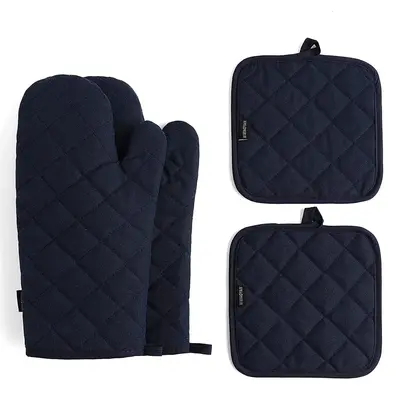 Baking Gloves Set, 4 Counts Non-slip Heat Resistant Oven Mitt & Pot Holder Set, Practical Kitchen Tool for Daily Use, Summer ...