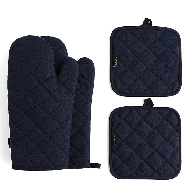 Baking Gloves Set, 4 Counts Non-slip Heat Resistant Oven Mitt & Pot Holder Set, Practical Kitchen Tool for Daily Use, Summer ...