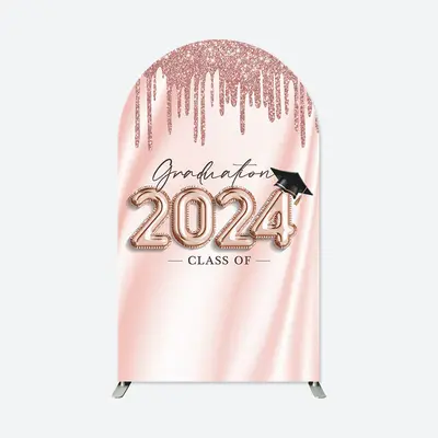 Aperturee Rose Pink Glitter Class Of 2024 Grad Arch Backdrop | Round Arch Backdrop Cover | Chiara Wall Backdrop Diy | Chiara ...