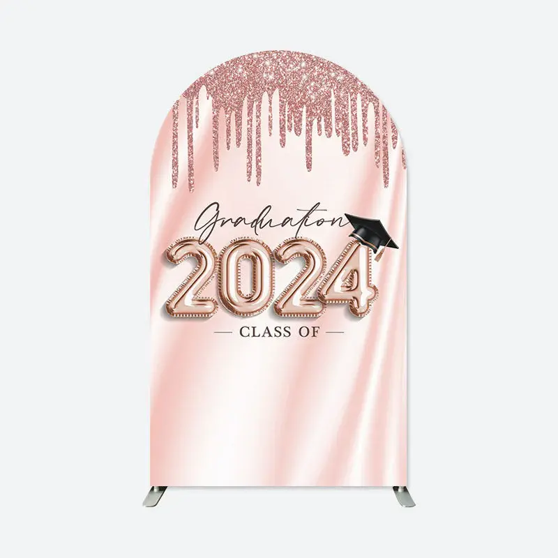 Aperturee Rose Pink Glitter Class Of 2024 Grad Arch Backdrop | Round Arch Backdrop Cover | Chiara Wall Backdrop Diy | Chiara ...