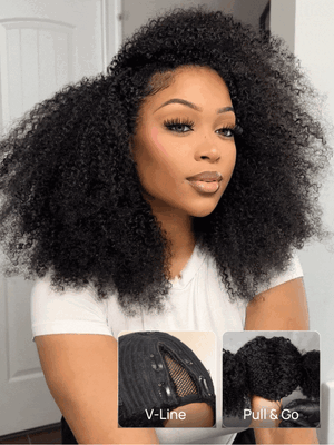 Nadula EasiContour é©?Glueless Afro Kinky Curly V Part Coily Wigs No Leave Out Beginner Friendly