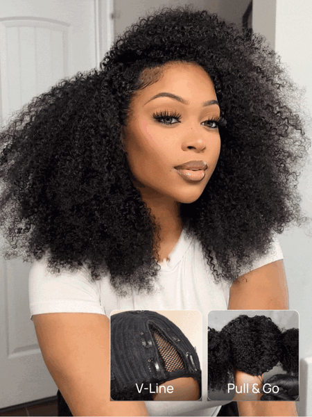 Nadula EasiContour é©?Glueless Afro Kinky Curly V Part Coily Wigs No Leave Out Beginner Friendly