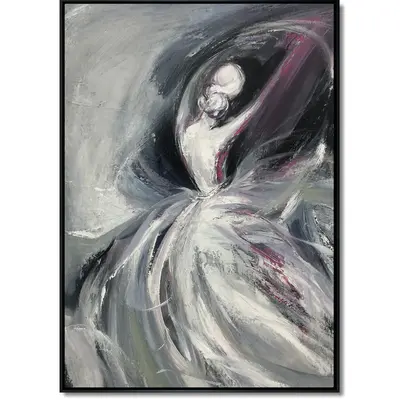 Large Abstract Ballerina Painting on Canvas Black And White Art Original Artwork Oil Painting Contemporary Wall Art for Livin...