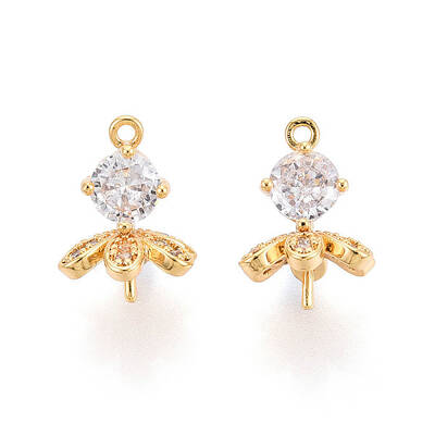 Brass Micro Pave Cubic Zirconia Peg Bails