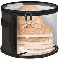 Foldable Hat Storage Bag, Portable Large Capacity Hat Storage Box with Handle, Hat Organizer for Home, Outdoor, Travel, Campi...