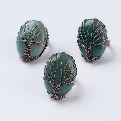 Natural Green Aventurine Adjustable Finger Ring