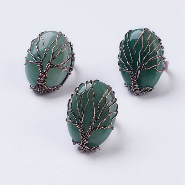 Natural Green Aventurine Adjustable Finger Ring