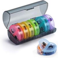 Portable Pill Organizer, 1 Count Large Weekly AM & PM Pill Storage Box with Lid, Pill Storage Container for Home Office Trave...