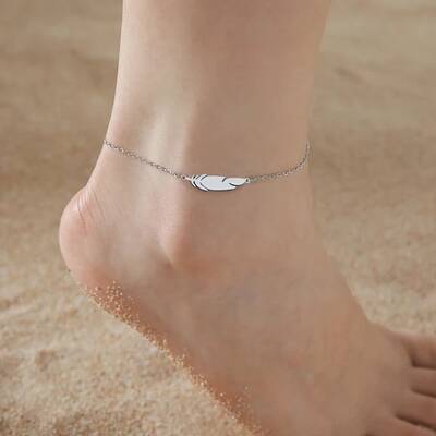 Feather 201 Stainless Steel Link Anklets for Women