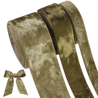 BENECREAT 15 Yards 3 Sizes Olive Drab Velvet Ribbons