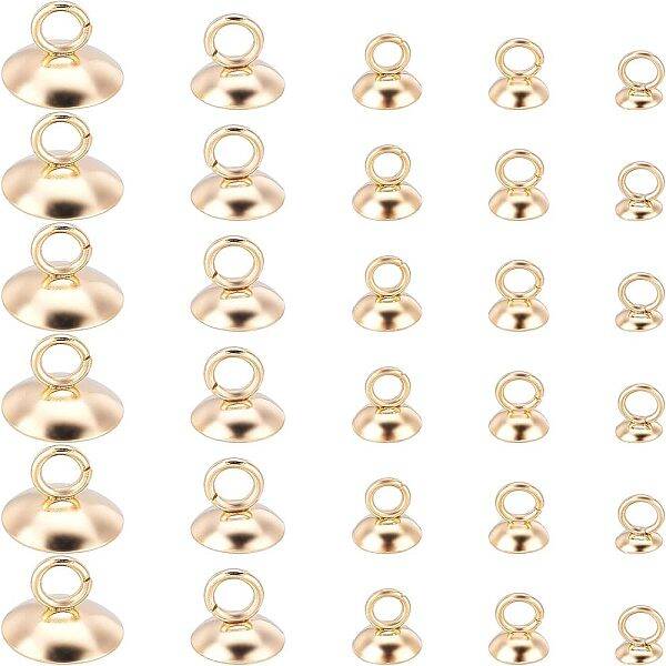 100Pcs 5 Style 304 Stainless Steel Bead Cap Pendant Bails